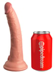 King Cock Elite 7"Vibrating + Dual Density Silicone Cock m/fjernkontroll [hudfarge mørk]