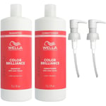 Wella Brilliance Shampoo & Conditioner Fine/Normal Duo Litre Pack + Free Pumps