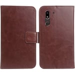 Lankashi PU Flip Leather Case For Doro 8050 5.7" Wallet Folder Folio Cover Skin TPU Silicone Protection Protector Shell Book-Style (Brown)