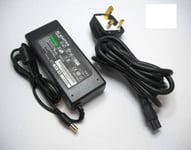 YesUKDirect FOR SONY VAIO VGP-AC19V14 LAPTOP CHARGER AC POWER ADAPTER 19.5V 4.7A 90W POWER SUPPLY UNIT UK PLUS C5 MAINS POWER CORD CLOVERLEAF UK PLUG CABLE
