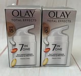 Olay Total Effects 7 in One Day Moisturiser Nourish & Protect 50ml x 2 - SPF15