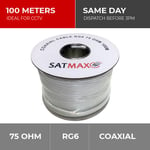 Satmax 100m White RG6 Satellite Freesat Digital TV Aerial Coax Coaxial Cable