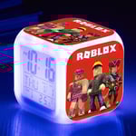 Roblox Print Digital Väckarklocka 7 Färger Spel Nattlampa LED Display Sängbordsklocka Prydnad Heminredning Barnleksak Present (YJD)
