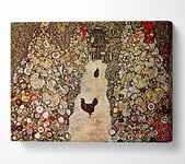 Klimt Garden Path With Chickens Canvas Print Wall Art - Double XL 40 x 56 Inches