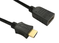 GC1127 0.5 Metres v1.4 HDMI extension cable lead with ethernet male female black