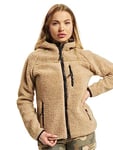 Brandit Women's Teddy Fleece Jacket Hood, Coyote, S