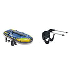 Intex Challenger 3 Boat Set - three man inflatable dinghy with oars and pump #68370 & Outboard Motor Mount Kit for Seahawk, Challenger and Excursion Inflatable Boats Dinghy #68624 (2012 version)
