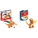 Mega Construx MEGA Pokémon Building Toys Action Figure, Poseable 4 Inch Charizard Collectible for Display Pokemon Charmander Building Set with Compatible Bricks and Pieces and Poke Ball, GKY96