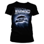 Hybris Back To The Future - Flying Delorean Girly Tee (S,Black)