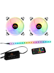 RGB Kit 2 - 2x RGB blæsere hvid + 1x LED strip + fjernbetjening & controller - 120mm - Hvid med RGB - 24 dBA