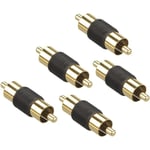 RCA Han till Han Adapter, RCA Ljudkabel Förlängningskontakt, 5-pack Guldpläterad Dubbel Hankontakt