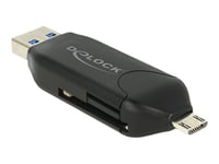 Delock Micro Usb Otg-Kortläsare + Usb 3.0 A Hane - Kortläsare (Ms, Mmc, Sd, Microsd, Sdhc, Sdxc) - Usb 2.0/Usb 3.0