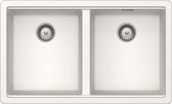 SCHOCK | Évier de cuisine Galaxy 2 bacs avec bord fonctionnel pour accessoires, matériau ® Cristadur, blanc pur, 750 x 456 mm