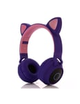 Roneberg Wireless kitty cat headphones with lighted ears led, Unique headphones with cat ears (VIOLET)