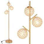 Golvlampa med 3 lampskärmar och fotkontakt fristående golvlampa 169cm trädlampa