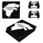 PS4 Pro Game of Thrones - Winter is Coming Console Skin, Decal, Vinyl, Sticker, Faceplate - Console and 2 Controllers - Protective Cover for PlayStation 4 PRO