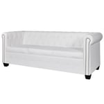3-personers Chesterfield sofa kunstlæder hvid