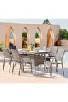 Antigua Modern 6 Seat Outdoor Grey PE Rattan Dining Set with Rectangular Table And 6 Chairs For Gardens And Patios