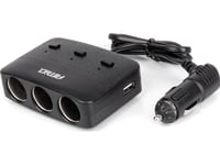 Cigarettändaruttag Fördelare Med Laddare 2X Usb-A På/Av Led 12V 24V 100W 70Cm Amio-04363