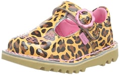 Kickers Infant Girl's Kick T Bar Leopard Print Shoes, Brown, 9 UK Child
