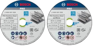 Bosch Accessories Disque à tronçonner expert for inox a 60 r inox bf; 76 mm; 1 mm; 10 mm, Blanc, 76 x 1 x 10 mm (Lot de 2)