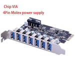Bleu - Carte PCI E Express SuperSpeed USB 3.0, 7 ports, adaptateur PCIE VL805 et VL812, avec connecteur'alime