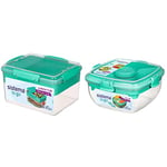 Sistema Lunch Box Tub TO GO | 2.3 L Food Container with Individual Compartments | 1 Count & Salad TO GO | Lunch Box with Individual Compartments, Travel Cutlery & Dressing Pot| 1.1L | Assorted Colours