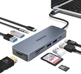 10 en 1 USB C Hub Station d'accueil avec HDMI 4K, USB C 3.0, PD 100W, 2 USB 3.0, 2 USB 2.0, Lecteur de Carte SD/TF, Audio/Micro Compatible pour MacBook, Surface Pro