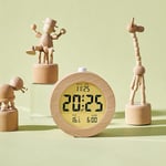 Linghhang - Clock Réveil Numérique en Bois, Réveil Matin lcd Horloge Numérique avec Affichage Date, Température, Snooze, Rétro-éclairage, Horloge