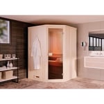 Sauna intérieur en angle FinnTherm 2x2m naturel 40mm 4,73m²