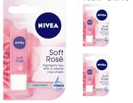 Nivea Soft Rose Long-Lasting Moisture Intensive Caring Lip Balm 4.8g / Pack Of 3