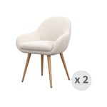 Moloo - CANCUN-Chaise en tissu bouclette Ecru et pieds métal décor bois (x2) - Beige