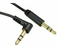 3.5mm Angle Cable Jack to Jack Right Slim AUX Lead Stereo Plug Gold 1m Black