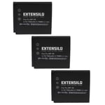 EXTENSILO 3x Batteries compatible avec Pentax Q10, Q-S1, Q, Q7 appareil photo, reflex numérique (750mAh, 3,7V, Li-ion)