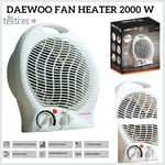 Daewoo Portable Electric Fan Heater 2000W Thermostat 2 Heat Settings with Timer