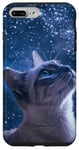 Coque pour iPhone 7 Plus/8 Plus Chat Posé Chat Espace Galaxie Cosmique Animal Étoiles