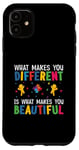 Coque pour iPhone 11 Ce qui vous rend différent, c'est ce qui vous rend belle autisme