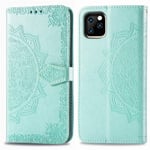 Scratch Resistant Genuine Leather Case Halfway Mandala Embossing Pattern Horizontal Flip Leather Case With Holder & Card Slots, For IPhone 11 Pro Max (Color : Green)