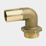 Maestrini Slangnippel Male Hose Tail Elbow Heavy Type, mässing, 1 1/4" G (BSP) (utvändig) till 32 mm (1 1/4") slang