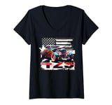 Womens US Muscle Car Hot Rod V-Neck T-Shirt
