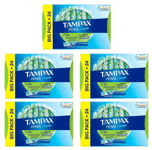 5 x 24 Tampax Pearl Compak Applicator Regular Leak Protect Absorbancy Tampons