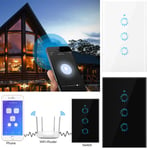 Smart Touch Light Switch Wifi 3 Gang Remote Control Home Black