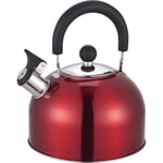 RED 2.5 LITRE STAINLESS STEEL STOVETOP HOB WHISTLING KETTLE GAS TEA COFFEE