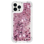 SKALO iPhone 15 Pro Juoksuhiekka Glitter Sydämet TPU kuori - Ruusukulta
