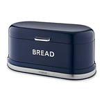 Tower T826170MNB Belle Bread Bin with Embossed Chrome Lettering, Midnight Blue, Steel