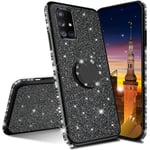 MRSTER Huawei P40 Pro Case Glitter Bling Bling TPU Case With 360 Rotating Ring Stand, Shock-Absorption Protective Shell Skin Cases Covers for Huawei P40 Pro. GS Bling TPU Black