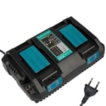 HX18226-Makita Chargeur rapide double pour 2 batteries pour Makita DC18RD 144 V - 18 V DC18RA DC18RC pour Makita 2 Batteries