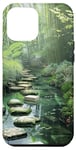 Coque pour iPhone 15 Pro Max Zen Garden Livres Nature Paisible Bambou Vert