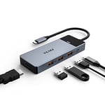 YLSCI Hub USB C HDMI Adaptateur, 5 en 1 Adaptateur USB C avec HDMI 4K@60hz, 3 USB 3.1 10Gpbs, USB C 3.0（10Gpbs&100W PD）pour Macbook Air/Pro/iPad/Surface Compatible avec Windows 10,8,7,XP/Mac OS/Linux
