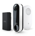 Arlo Video Doorbell Wireless Security Camera + Chime + Battery, 1080p HD, 180° View, 2-Way Audio, Smart Package & Motion Detection, Alarm Siren, Night Vision, Free Trial of Arlo Secure, White